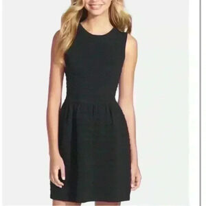 CeCe Cynthia Steffe Knit Fit & Flare Black mini Dress Size S sleeveless ribbed